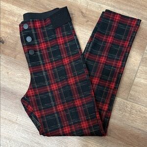 Zara Kids Plaid Leggings in Red and Black